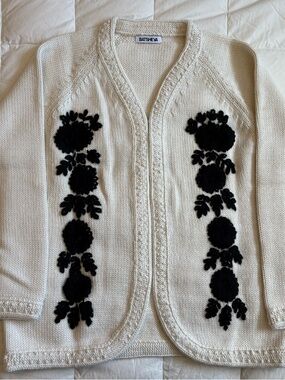 Batsheva floral embroidered wool cardigan